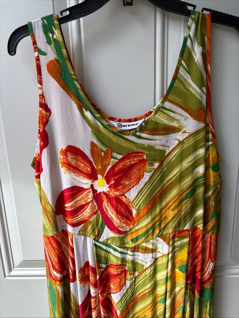Jams World Floral Dress in White, Green & Orange